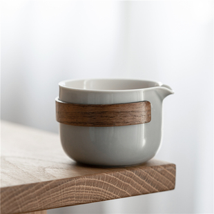 烟灰釉公道杯手工陶瓷功夫茶具分茶器匀杯家用泡茶壶配件茶海 日式