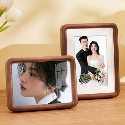 实木相框摆台定制结婚照相框高级感婚纱照全家福洗照片做成相框