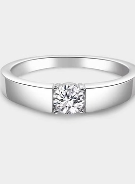 官网现货pt950铂金男士单钻钻戒简约光面铂金戒指GIA送男友钻戒婚