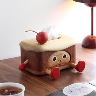 三思工房 網(wǎng)紅可愛居家裝 飾抽紙盒 手機(jī)架 木質(zhì)蛋糕紙巾盒收納盒