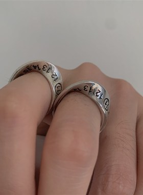 极速*marghiela风格莫比乌斯环戒指做旧马吉啦指环 雕刻数字无性