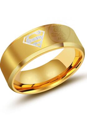 极速。 Titanium steel rinug mens Superman fashion ring temp