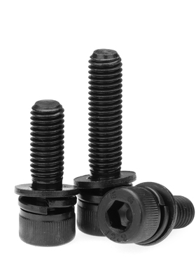 极速M8镀黑色不锈钢304带平弹垫杯头内六角三组合螺丝R钉*12x16x2