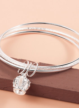 极速三生三世手镯十里桃花手镯二光一沙三小圈手镯白Y铜镀银皇冠