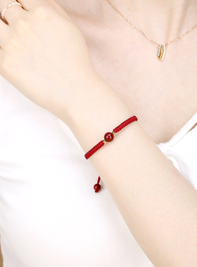 极速2025龙年本命年红绳手链朱砂手链平J安扣男女款情侣礼物送女