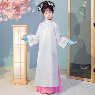 极速儿童古装女童满族古代服装夏季装格J格公主清朝旗服宫廷服饰