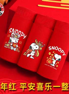 极速儿童内裤红色男童本命年纯棉短裤中G大童男孩13全棉四角平角