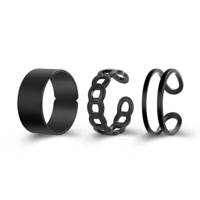 极速C-ring fset 3-piece set finger ring chain joint ring wom