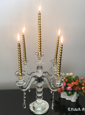 新品欧式五头水晶烛台餐桌家居 浪漫烛光晚餐摆件V婚庆道具样板房