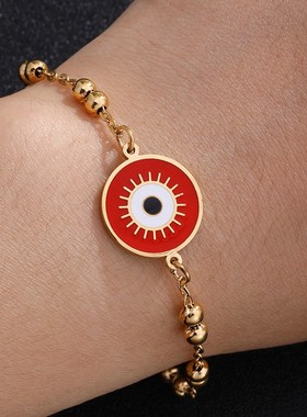 极速欧美热销不锈钢滴油眼v睛手錬男女气质网红闺蜜情侣手环甜美