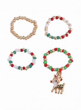 极速【珠黛饰品】耶诞系列小清新画油雪人L铃铛时尚松紧绳手錬套