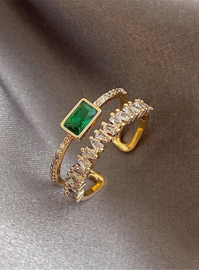 极速2020 Koreas New Retro Green Double-layer Ring Fash.ion