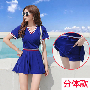 女士温 分体游泳C衣学生保守平角韩国大码 新品 泳衣女遮肚显瘦裙式