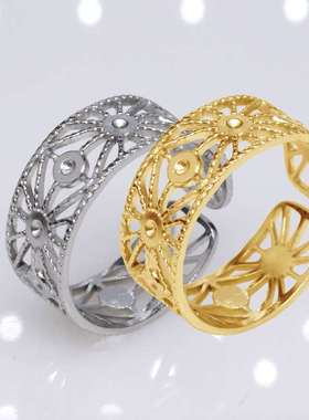 极速Open Ring Mens Titanium Steel RFings Womens Couples Ri