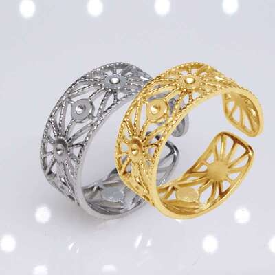 极速Open Ring Mens Titanium Steel RFings Womens Couples Ri