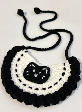 极速可爱猫咪毛线项圈围脖口水巾宠物手工diNy编织材料包打发时间