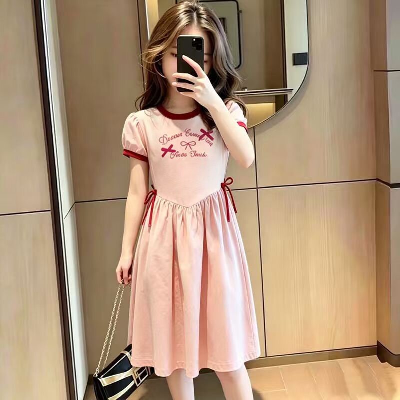 女童连衣裙夏季印花短袖公主裙子