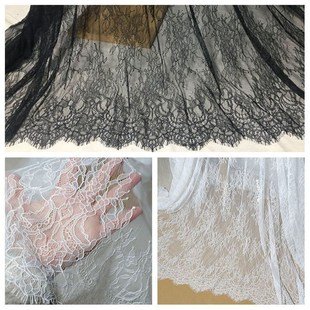 清透精美小骨线睫毛蕾丝花边刺绣面料 宽150CM DIY服饰缝纫辅料