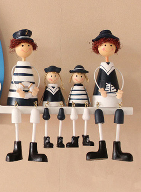 海军吊脚娃娃地中海风格创意家居隔板装饰欧式摆件结婚礼物包邮