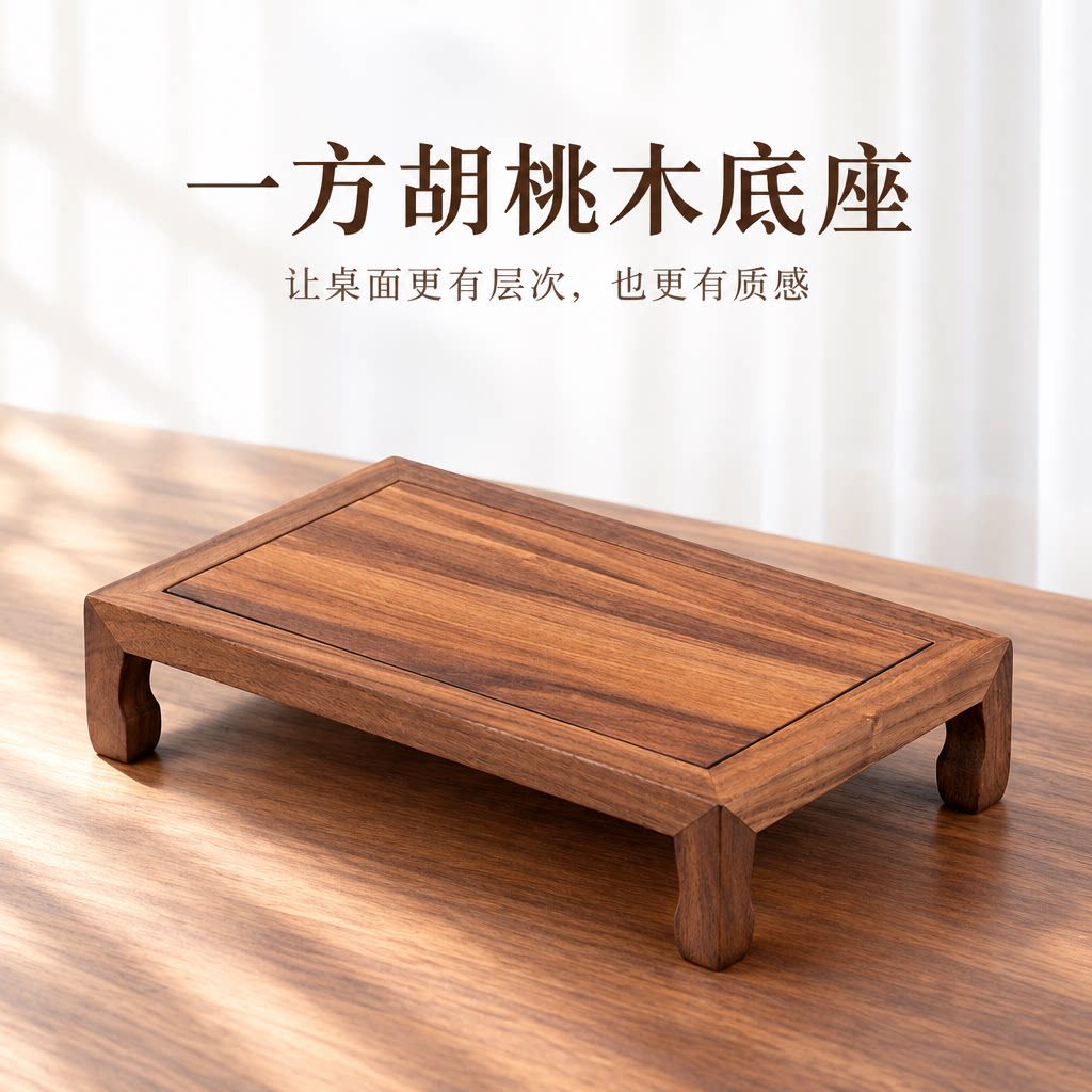 黑胡桃木底座花瓶花盆景鱼缸佛像奇石头工艺品摆件实木底座托架子