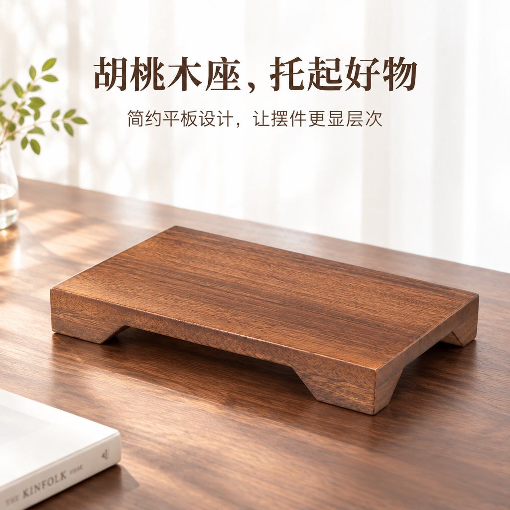 胡桃木底座长方正方工艺品摆件鱼缸花瓶盆景奇石佛像实木底座托架