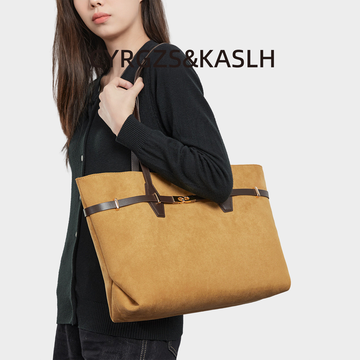 简约复古大容量包包时尚麂皮绒单肩包日常通勤包手提包托特包女款