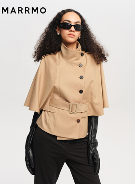 MARRMO/马髦 2026年早春新款高级感马术时装斗篷短风衣廓形外套女
