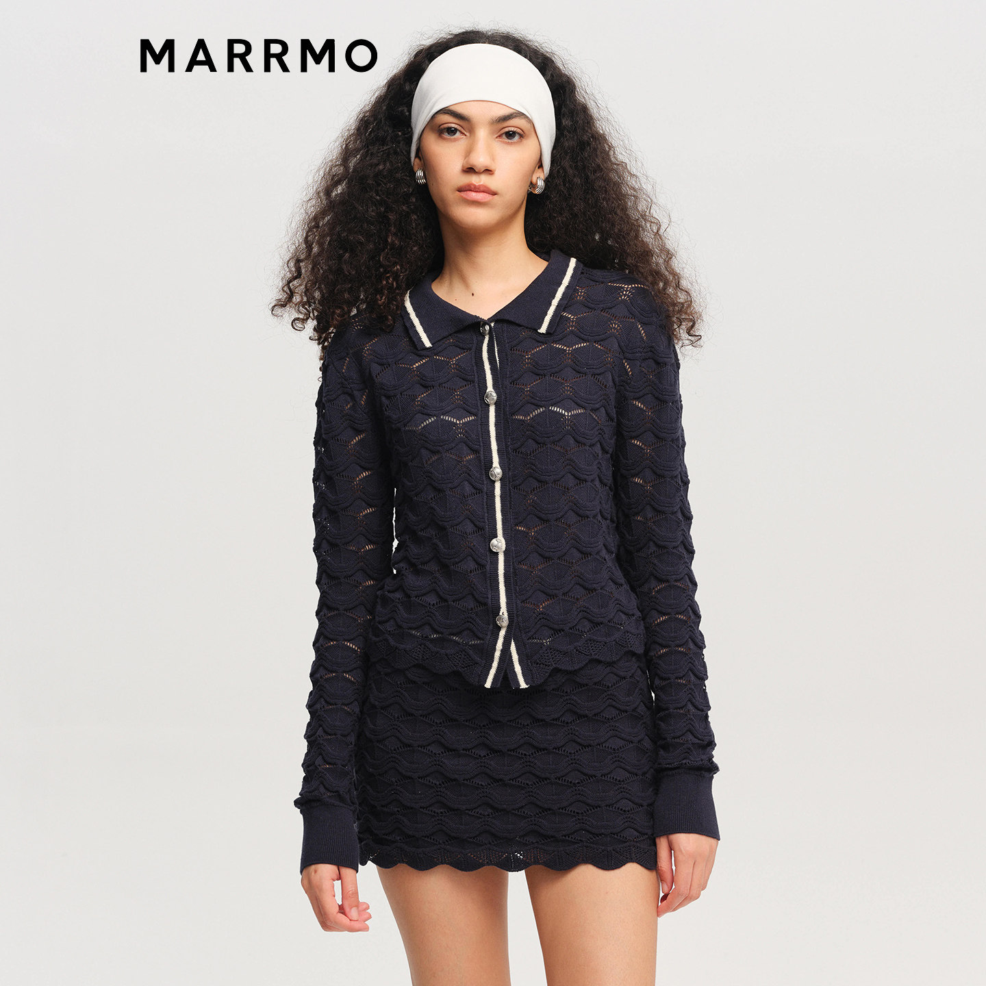 【网球运动系列】MARRMO/马髦 2026春季新款镂空肌理气质针织开衫,女装/女士精品,毛针织衫,淘宝优惠券,粉丝福利购,淘宝优惠卷