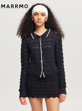 【网球运动系列】MARRMO/马髦 2026春季新款镂空肌理气质针织开衫