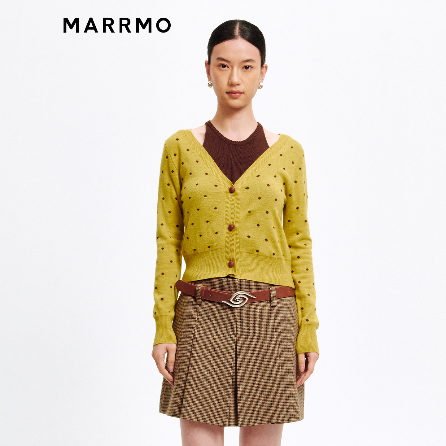 MARRMO/马髦波点羊毛针织开衫