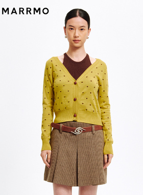 官方直营MARRMO/马髦 2025秋季新款波点针织毛衣开衫背心两件套女