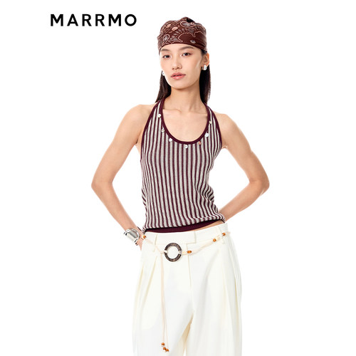 MARRMO/马髦修身条纹挂脖背心