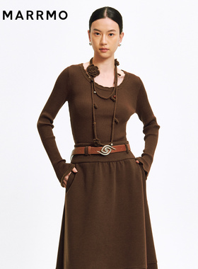 MARRMO/马髦2025年秋季新款修身显瘦针织毛衣【赠手工钩花项链】