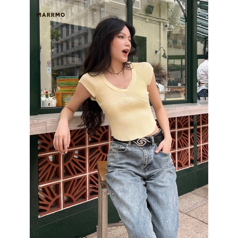MARRMO夏季新款挂脖短袖马术时装