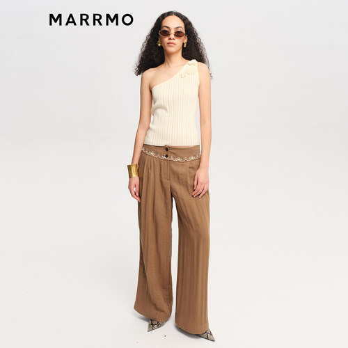 MARRMO/马髦刺绣钉珠宽松阔腿裤