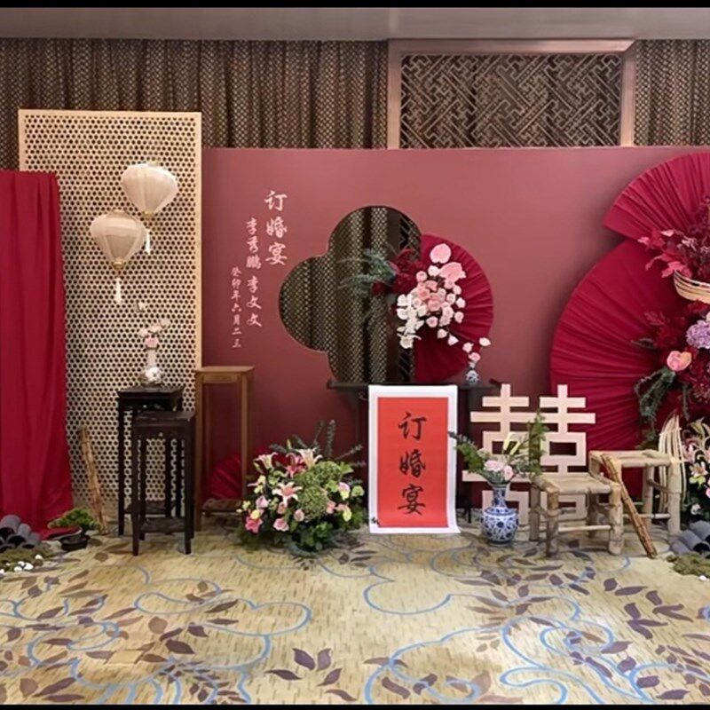 婚礼布置中式网格屏风结婚订婚生日宴宝宝宴木制藤编屏风照相馆道