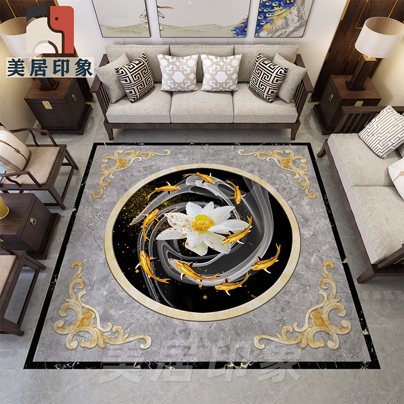 新中式客厅地板砖拼花图800x800门厅地面瓷砖图案入户门造型地砖