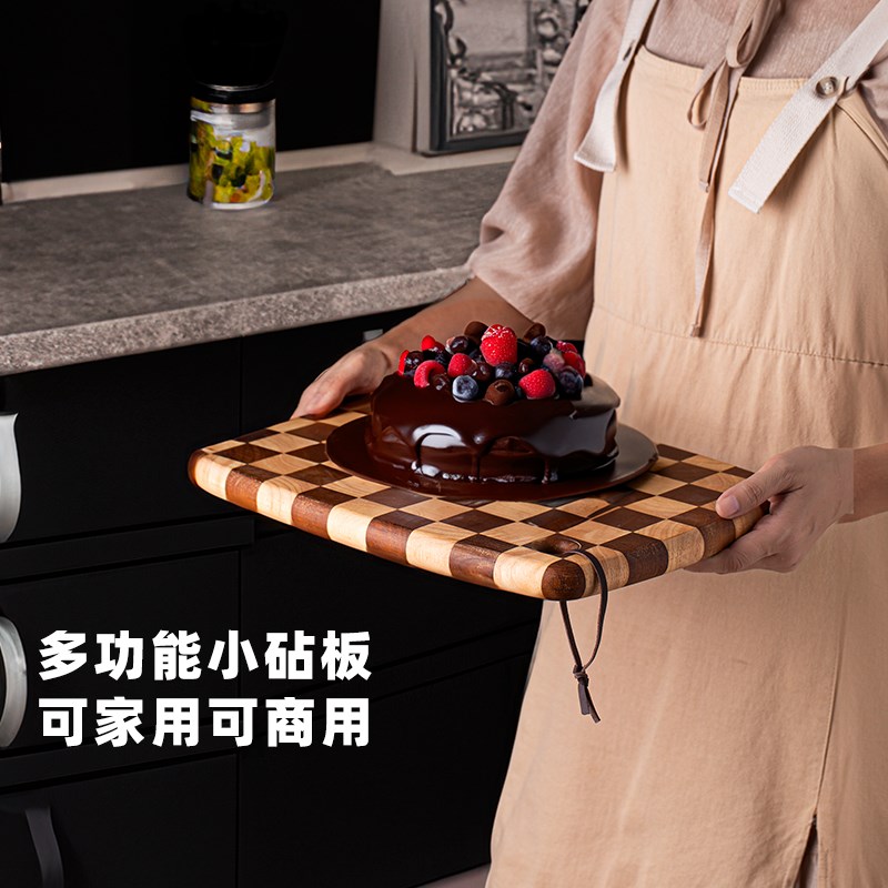橡胶木菜板家用双面棋盘格实木切菜案板刀板厨房专用水果熟食砧板