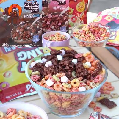 韩国Kelloggs家乐氏彩色水果麦圈五谷巧克力夹心麦片营养儿童早餐