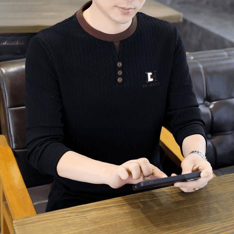 云枢优衣馆LMVQ/秋冬新款男士时尚韩版圆领卫衣百搭假两件长袖