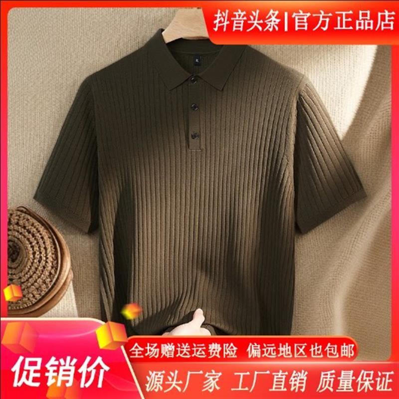 钞戈服饰男装夏季男宽松透气翻领短袖POLO衫针织休闲时尚半袖打底
