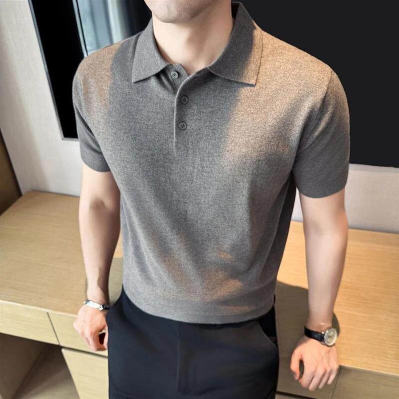 Sendu男装5简约轻奢薄款针织短袖T恤男士夏季透气翻领POLO衫t恤