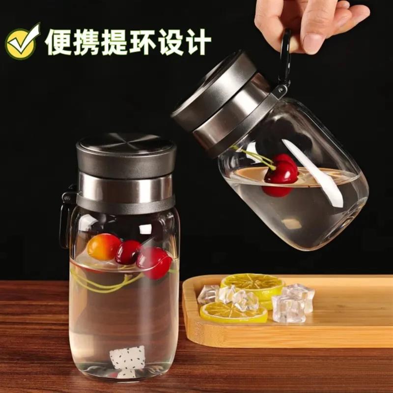 问界臻选茶水分离单层提环玻璃杯居家旅行高颜值秋冬泡茶鹅蛋杯