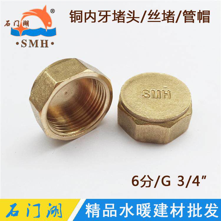 工厂直销 6分铜内牙堵头 DN20内螺纹丝堵帽 六角水管闷头管堵