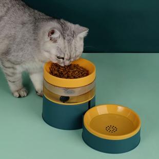 撞色自动喂食器宠物碗增高护颈饮水机猫碗水粮两用狗食盆 跨境新款