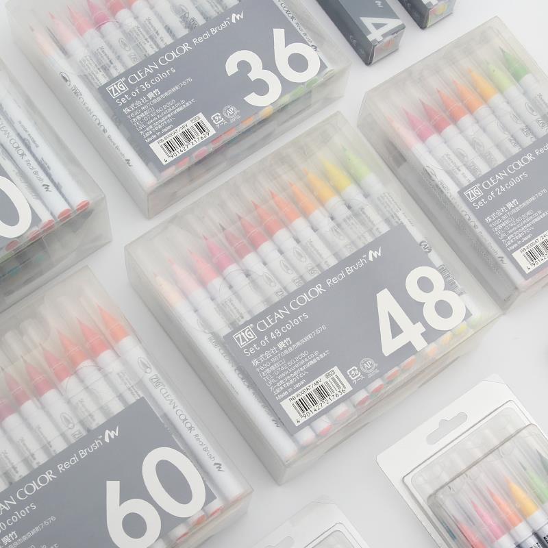 日本进口吴竹水彩笔套装软头Brush手账插画彩笔小学生美术用品漫