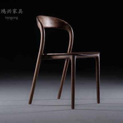 北美黑胡桃木餐椅简约现代餐桌椅组合书桌椅意式靠背北欧餐椅实木