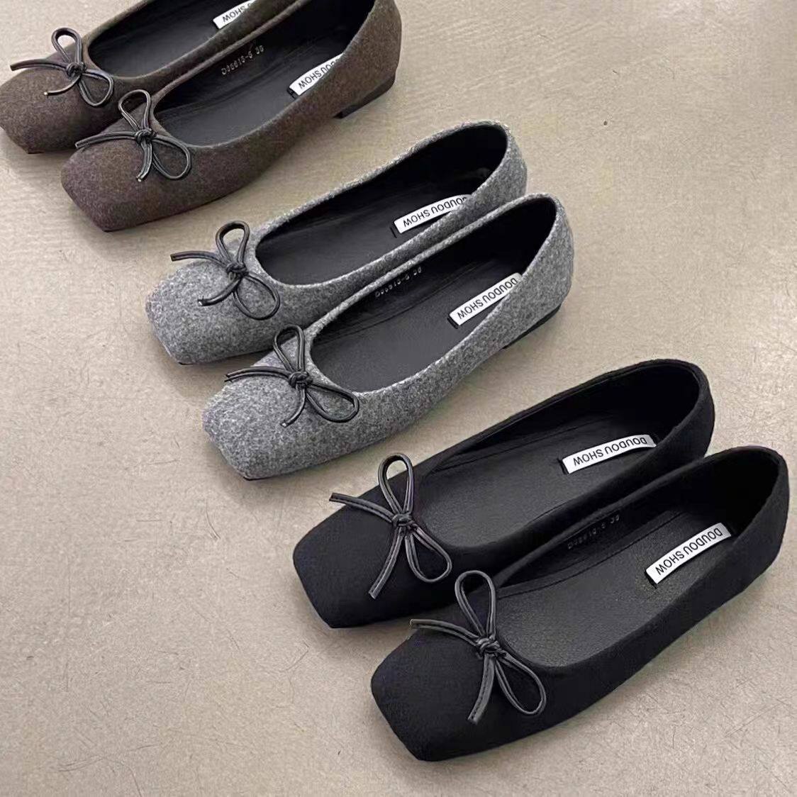 法式方头浅口单鞋女2026年春新款韩版法式气质仙女软平底玛丽珍鞋