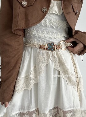 波西米亚复古民族风编织腰绳女收腰百搭高级感配连衣裙子蝴蝶腰带