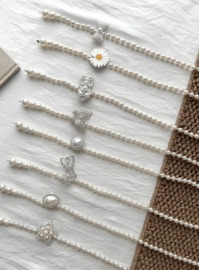 VDRM白色珍珠简约腰带女款百搭水钻腰链配连衣裙子外套装饰细腰封